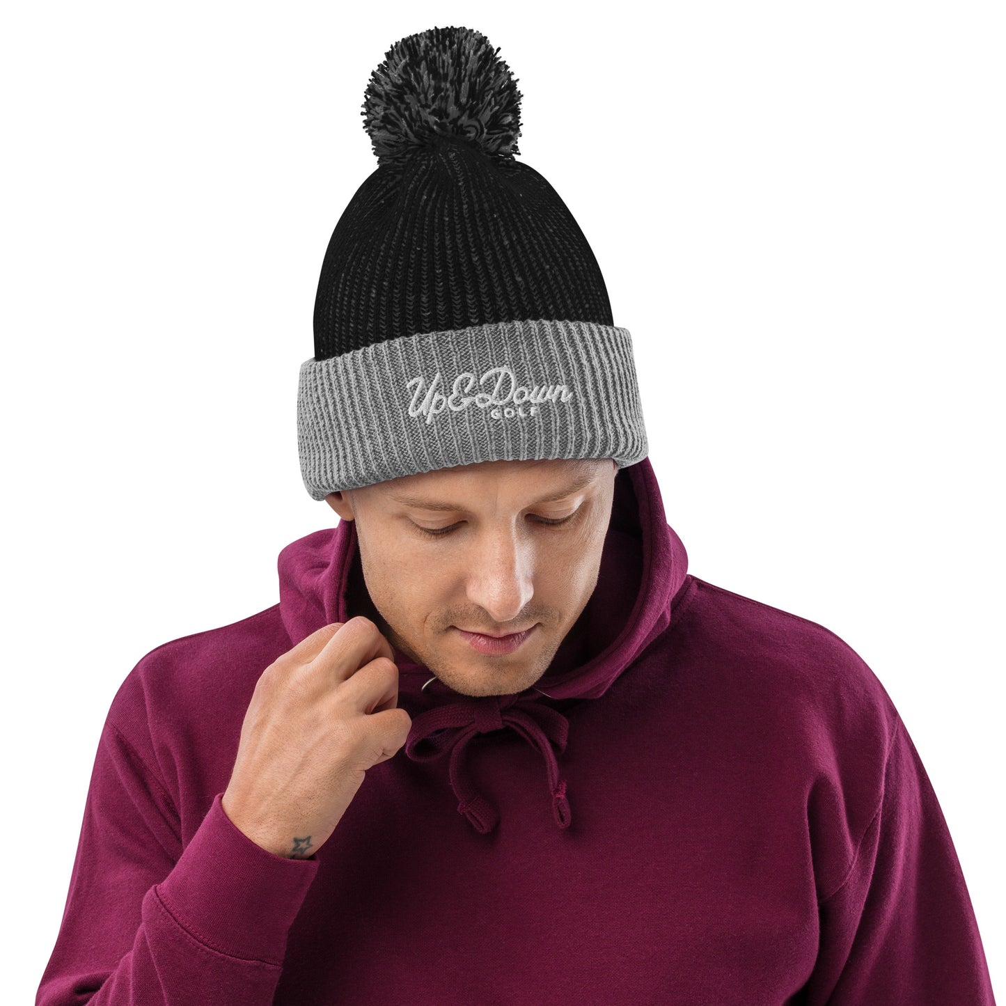 Up & Down Speckled Pom-Pom Beanie